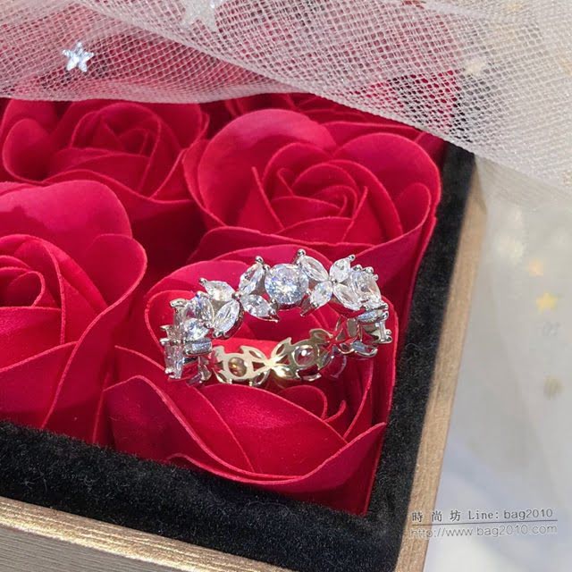 Tiffany純銀飾品 蒂芙尼女士專櫃爆款鉑金鑲嵌馬眼形戒指  zgt1592